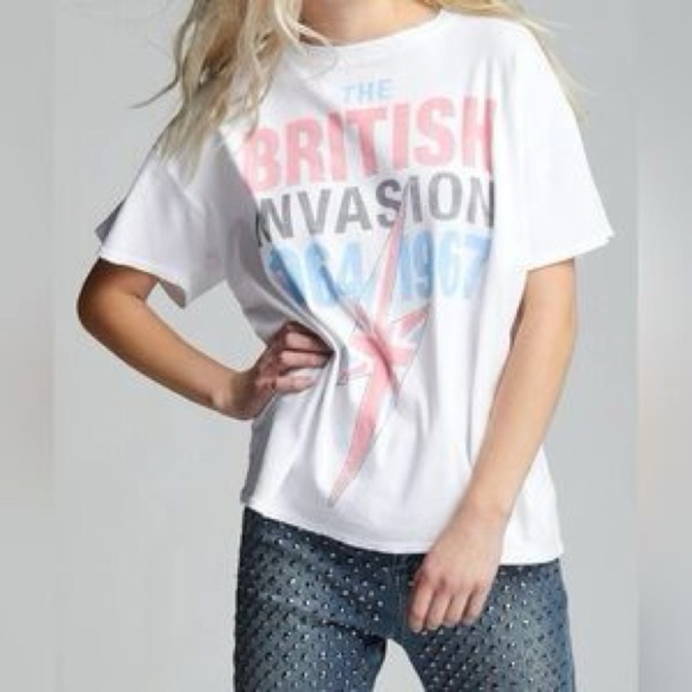 White Graphic Tee - British Invasion Design